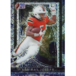 ray ray joseph 2024 pro set metal mojo earth Football player in red and white uniform running with a football. Pro Set card background design.