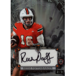 reese poffenbarger 2024 wild card 7 card stud diamond silver autograph Football card featuring a quarterback in a red jersey, holding a ball, with an autograph.