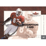reggie wayne 2001 fleer autographics autograh redemption Reggie Wayne football card, Fleer Autographics, Indianapolis Colts wide receiver, redemption card highlighted.