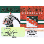 reggie wayne 2002 playoff honors alma mater materials varisty Reggie Wayne 2002 Playoff Honors football card with autograph and varsity patch from college jersey.