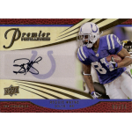 reggie wayne 2008 upper deck premiere premiere penmanship au Reggie Wayne Premier Penmanship NFL card with autograph, featuring Colts WR in uniform, limited edition 83 of 125.