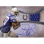 reggie wayne 2013 topps five star signature patch American football trading card featuring player in Indianapolis Colts uniform with autograph and team logo.