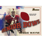 reggie wayne 2001 bowman rookie relics senior bowl Football card featuring player in Senior Bowl jersey, highlighting authentic game-worn memorabilia.
