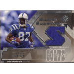 reggie wayne 2005 spx swatch supremacy Wide receiver in Colts jersey featured on collectible sports card.