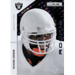 richard gordon 2011 rookies and stars longevity silver holofoil rc Football player in Raiders gear on a rookie trading card, black background with colorful accents.