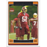 rocky mcintosh 2006 topps special edition rc Football player in red jersey number 52 on a rookie card, standing on a field with teammates in the background.