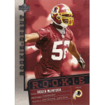 rocky mcintosh 2006 upper deck rookie debut rc Rookie football card featuring a player in red uniform and helmet, showcasing dynamic action and team logo.