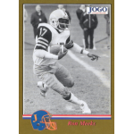 ron meeks 1994 jogo the missing years 6c Football player running with helmet and uniform in vintage trading card design.