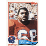rubin carter 1982 topps rc Vintage football card featuring a player in a Broncos uniform with the number 68. Topps logo is visible.