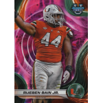 rueben bain 2024 bowmans best university pink lava refractor Football player in an orange uniform with number 44, standing energetically against a vibrant, abstract background.
