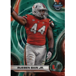 rueben bain 2024 bowmans best university teal refractor Football player in red and white jersey, number 44, on a vibrant sports card background.