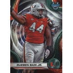 rueben bain 2024 bowmans best university Football player in a red jersey with number 44 during a game, wearing a helmet, University of Miami logo visible.