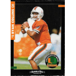 ryan collins 1993 miami hurricanes bumble bee sga Quarterback in orange uniform preparing to throw football, University of Miami branding visible.