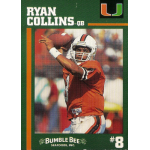 ryan collins 1994 bumble bee miami hurricanes rc Quarterback in action wearing orange football uniform, preparing to throw a pass during a game.