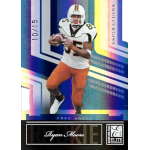 ryan moore 2007 donruss elite aspirations rc Football player Ryan Moore on a Donruss Elite trading card, wearing an orange and white uniform, numbered 10/15.