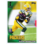 sam shields 2010 topps super bowl xlv rc Green Bay Packers player in action, wearing number 37, football card design with Super Bowl XLV symbol.