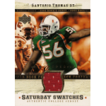 santonio thomas 2005 upper deck rookie debut saturday swatches limited Football trading card of player #56 in a Miami jersey, featuring an authentic college jersey swatch.