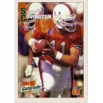 scott covington 1996 gatorade miami hurricanes rc Football player sets to pass in orange and white uniform, holding a ball, with Gatorade and Miami logo visible.