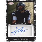scott patchan 2022 sage artistry autograph Autographed Scott Patchan football card featuring his image in uniform, emphasizing sports memorabilia and artistry.