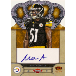 sean spence 2012 crown royale au Rookie football trading card featuring player in black and yellow jersey, with signature and team logo.