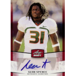 sean spence 2012 leaf draft retail autograph Football player card featuring athlete in white jersey with number 31, signed Sean Spence with Leaf Draft logo.
