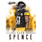sean spence 2012 absolute retail rc Pittsburgh Steelers player in black and yellow uniform on trading card, labeled Rookie and Sean Spence.