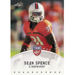 sean spence 2012 leaf young stars rc Football player in red uniform with number 31 on a trading card, titled Young Stars with Linebacker text.