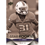 sean spence 2012 upper deck sepia glossy rc Football player in uniform, card labeled Star Rookies, depicted mid-action on a sepia-toned sports card.