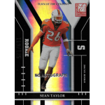 sean taylor 2004 donruss elite turn of the century auto Rookie football card featuring player in orange and white uniform, labeled Turn of the Century by Donruss Elite.