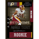 sean taylor 2004 playoff contenders rookie ticket autograph NFL rookie trading card featuring a player in a Washington Redskins uniform, labeled Rookie Ticket and No Autograph.