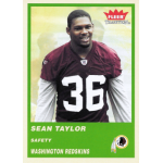 sean taylor 2004 fleer tradition green rc Football player card featuring a Washington Redskins safety in a burgundy jersey with number 36 and Fleer Traditions logo.