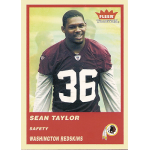 sean taylor 2004 fleer tradition rc Football trading card featuring player in burgundy jersey, smiling. Text highlights position as safety for Washington Redskins.