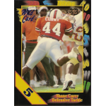 shane curry 1991 wild card 5 stripe rc Football trading card featuring Shane Curry, Defensive Tackle, in action wearing jersey number 44, Wild Card edition.