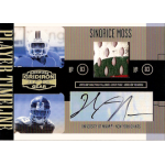 sinorice moss 2006 gridiron gear player timeline jersey prime autograph 2006 Donruss Gridiron Gear card featuring Sinorice Moss, jersey piece, player images, and signature.