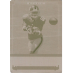 sinorice moss 2006 donruss classics printing plate magenta Rookie football player catching a pass during a game, wearing the number 83 jersey.