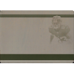 sinorice moss 2006 playoff national treasures printing plate cyan American football player in uniform with helmet on textured background.