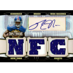 sinorice moss 2006 triple threads 0tra48 platinum Wide receiver collectible card featuring NFC lettering and autograph.