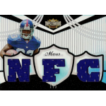 sinorice moss 2006 triple threads 0ttr90 platinum Football card featuring a player from the New York Giants with bold NFC text and decorative design elements.
