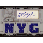 sinorice moss 2006 triple threads 0wwra46 printing plate black New York Giants NFL card featuring Sinorice Moss with an autograph and NYG patch design.