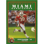 stephen mcguire 1990 smokey bear miami hurricanes rc University of Miami Hurricanes football player in action wearing number 30 jersey on a vintage trading card.