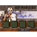 stephen morris 2014 spx upper deck premier rookie autograph jersey Football card featuring quarterback in action, UD Premier Rookie Auto Jersey, 2014 edition, limited to 125 copies.