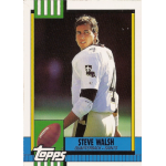 steve walsh 1990 topps traded 3 Vintage Topps football card featuring a quarterback in a white uniform with a fleur-de-lis logo.