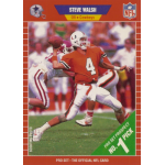 steve walsh 1989 pro set rc Football card featuring quarterback in orange jersey, white pants, mid-action throw. NFL logos present. Pro set card.