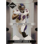 tavares gooden 2008 leaf limited silver spotlight rc Football trading card featuring a player in a Ravens uniform, with bold text PHENOM on the card.