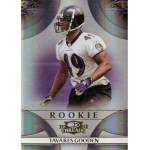 tavares gooden 2008 threads rc Football card featuring linebacker in Baltimore Ravens uniform, labeled Rookie 2008 Threads Tavares Gooden.