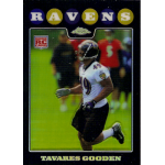 tavares gooden 2008 topps chrome refractor rc Ravens football card featuring player in uniform under field lights, with team logo, highlighting rookie status.