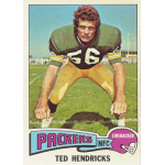 ted hendricks 1975 topps 315 Vintage football card displaying linebacker in Packers uniform on the field.