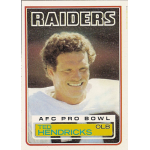 ted hendricks 1983 topps 302 Football card of a smiling player from the Raiders, labeled AFC Pro Bowl and Ted Hendricks OLB.