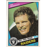 ted hendricks 1984 topps 110 A vintage football card featuring a Raiders player, named Ted Hendricks, in a classic design with team logo.