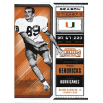 ted hendricks 2018 panini contenders draft picks 090 Vintage Miami Hurricanes linebacker football card featuring a player in uniform, displaying season ticket details.